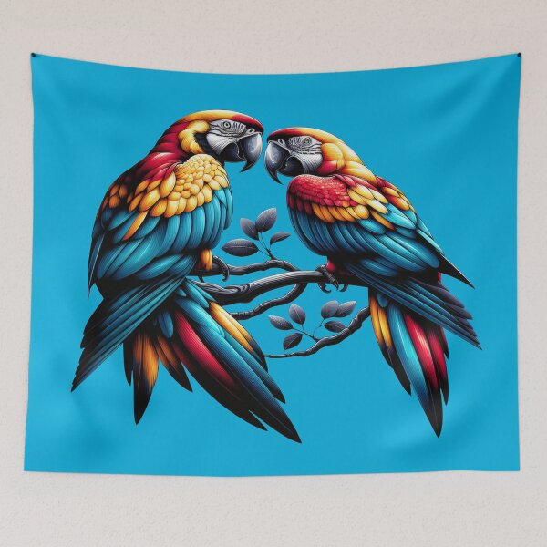 Item preview, Two macaw parrots - a couple flirting on a branch designed and sold by Segasprojects.