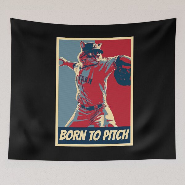 Item preview, Born To Pitch Baseball Cat The Pitcher designed and sold by TrueArtsStore.