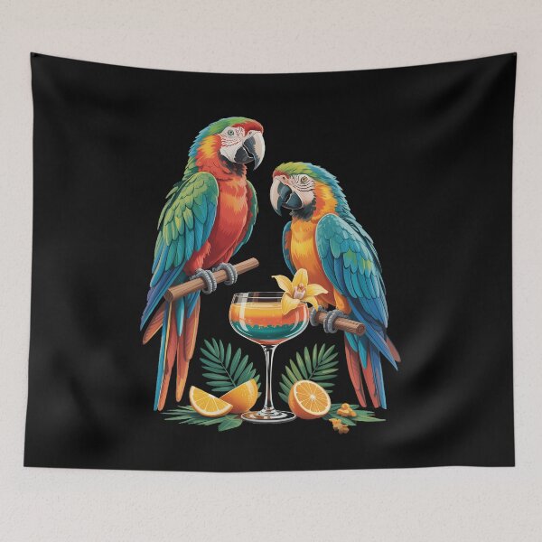 Item preview, It's 5 O'Clock Parrots drinking Margarita on Beach Vacation designed and sold by Moon-Ape.