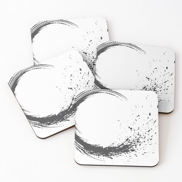 Item preview, Bold black ink circle with expressive brush stroke and splattering paint, combining minimal Zen enso aesthetics with grunge tire-track texture designed and sold by Dejbar.