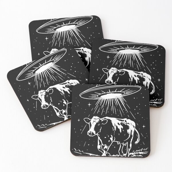 Item preview, Funny UFO Abducting Cow Vintage Alien Farm Black and White Space Design designed and sold by lematworks.