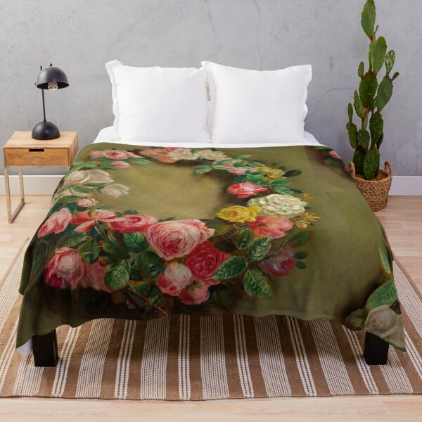 Item preview, Couronne De Roses by Pierre-Auguste Renoir: Romantic Floral Wreath Fine Art Print designed and sold by artofuniverse.