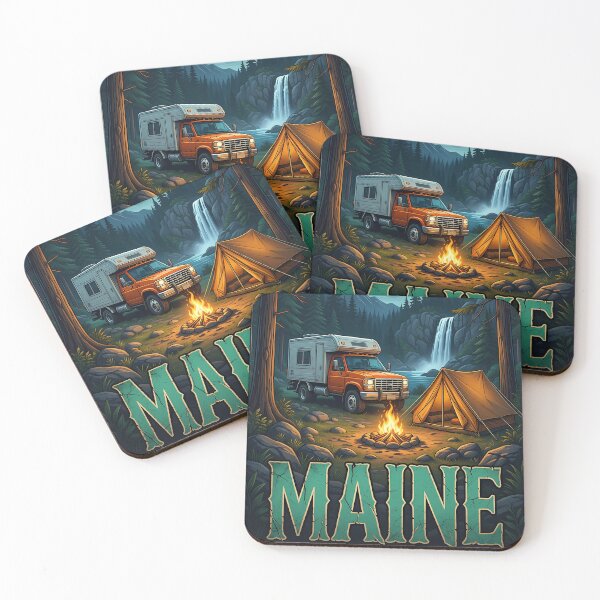 Item preview, Maine Acadia National Park Vintage Camping Travel Poster designed and sold by BorgSpareParts.