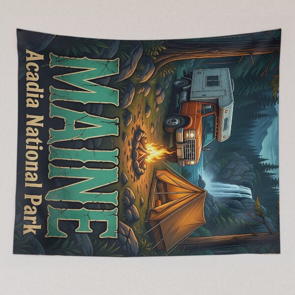 Item preview, Maine Acadia National Park Vintage Camping Travel Poster designed and sold by BorgSpareParts.
