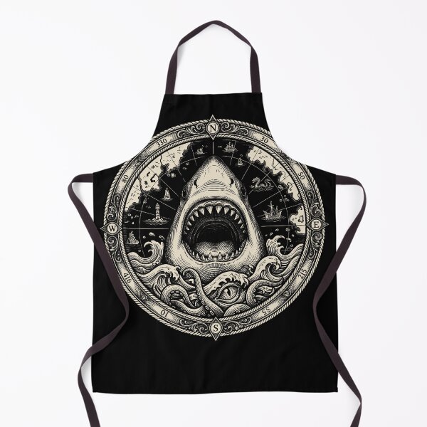 Item preview, Vintage Shark Kraken Compass Nautical Map Art designed and sold by AntiqueImages.