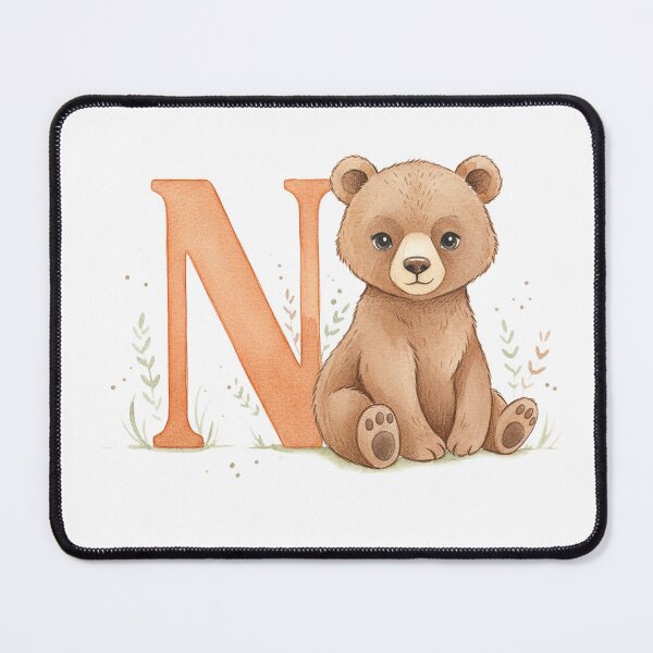 Item preview, Watercolor bear with letter N designed and sold by Motivburg.