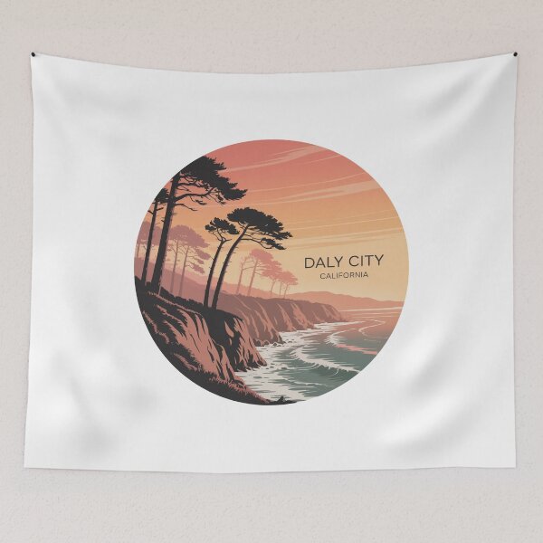 Item preview, Daly City California: Rugged Sunset Cliff Illustration designed and sold by CircinusStore.