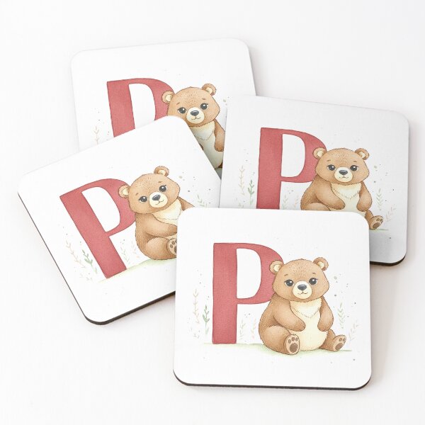 Item preview, Watercolor bear with letter P designed and sold by Motivburg.