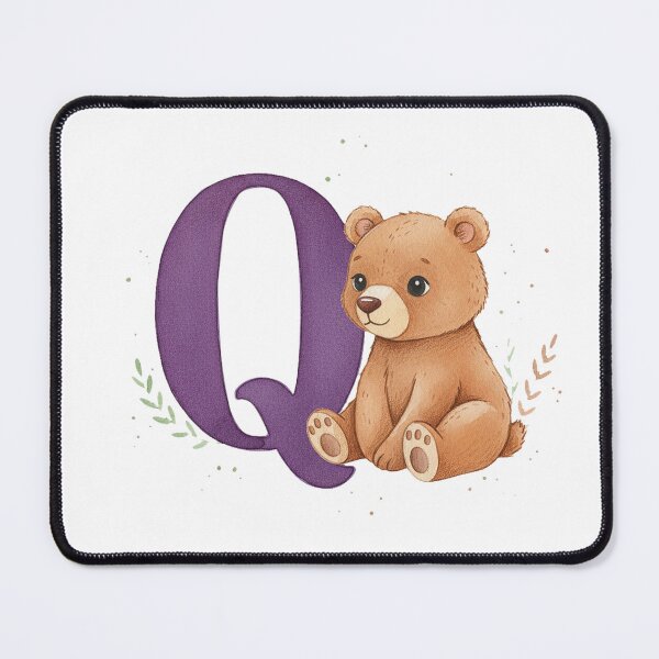 Item preview, Watercolor bear with letter Q designed and sold by Motivburg.