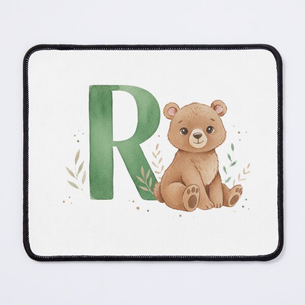 Item preview, Watercolor bear with letter R designed and sold by Motivburg.