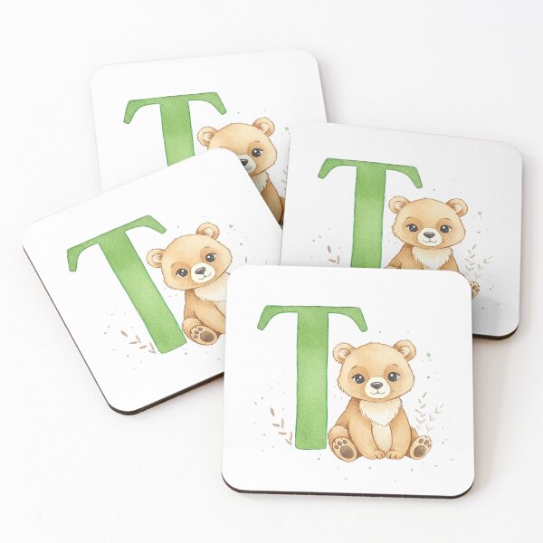 Item preview, Watercolor bear with letter T designed and sold by Motivburg.