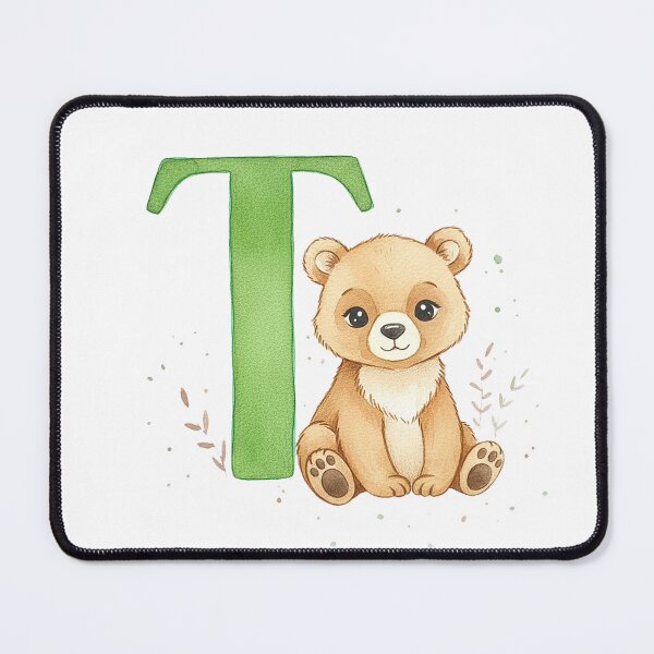 Item preview, Watercolor bear with letter T designed and sold by Motivburg.
