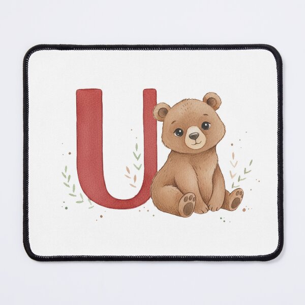 Item preview, Watercolor bear with letter U designed and sold by Motivburg.