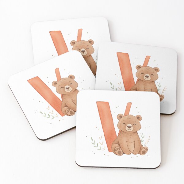 Item preview, Watercolor bear with letter V designed and sold by Motivburg.