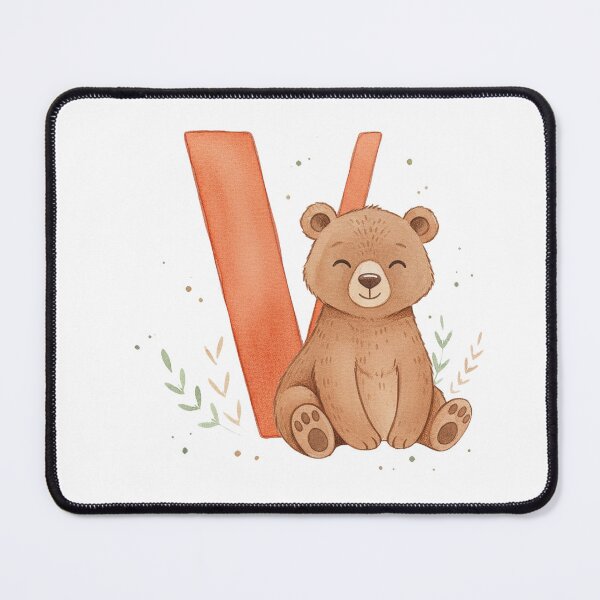 Item preview, Watercolor bear with letter V designed and sold by Motivburg.