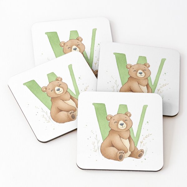 Item preview, Watercolor bear with letter W designed and sold by Motivburg.