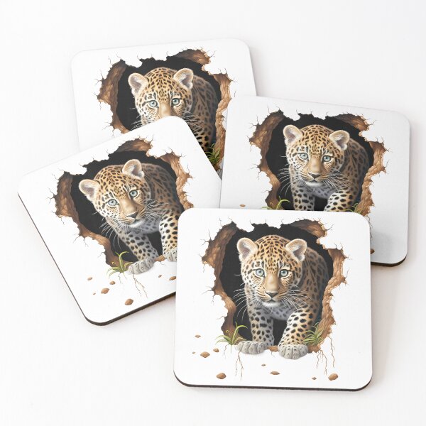 Item preview, Cute Leopard Cub Breaking Wall Realistic 3D Wildlife Animal Graphic designed and sold by alber-garnell.