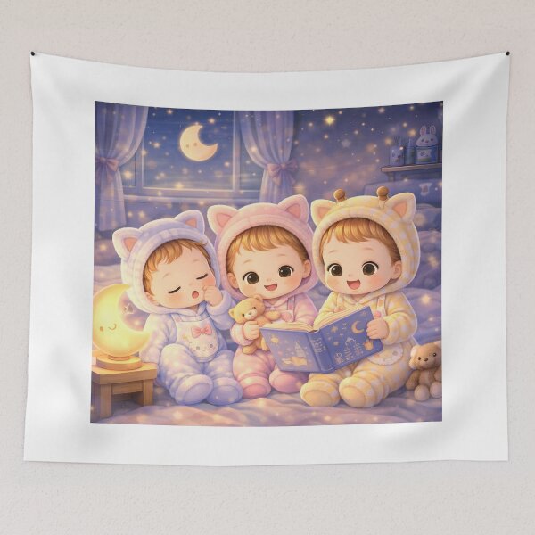 Item preview, Cute Pajama Kids Reading Bedtime Story Kawaii Night Art designed and sold by Teenidesign .