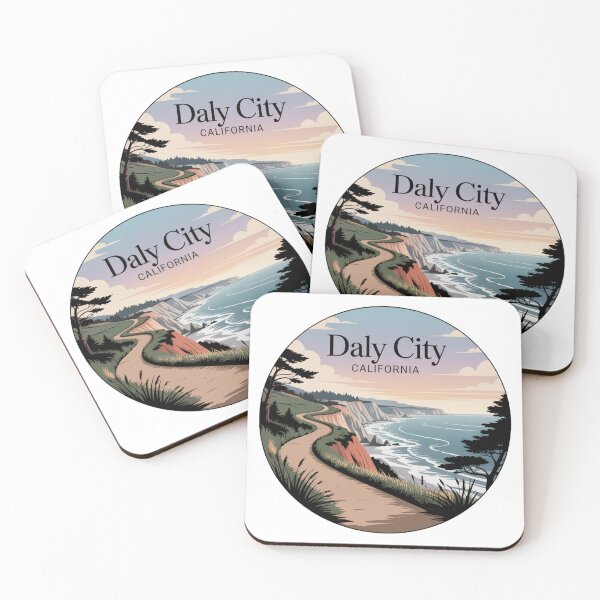 Item preview, Daly City California: Pastel Cliffside Ocean Illustration designed and sold by CircinusStore.