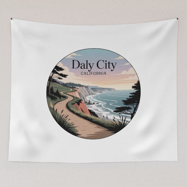 Item preview, Daly City California: Pastel Cliffside Ocean Illustration designed and sold by CircinusStore.
