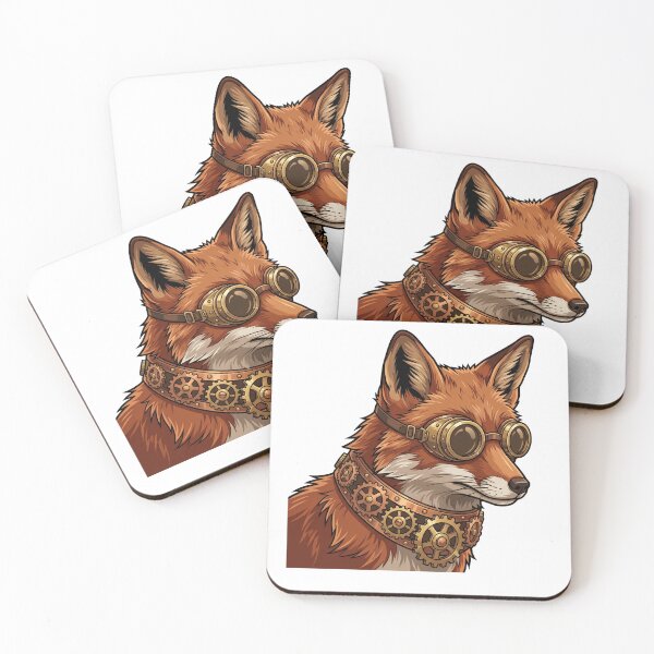 Item preview, Steampunk Fox - Mechanical Gears and Goggles Illustration designed and sold by MaynyStudio.