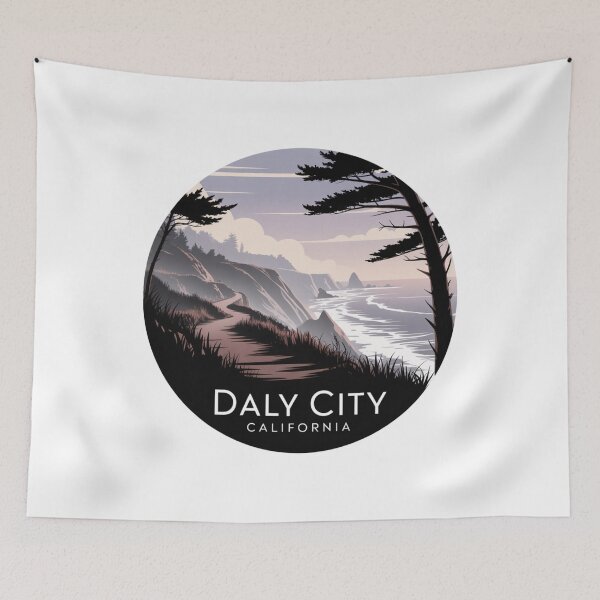 Item preview, Daly City California: Pastel Sunset Cliffside Illustration designed and sold by CircinusStore.