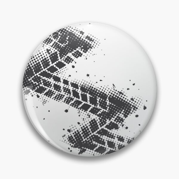 Item preview, High-contrast black tire track in halftone style with mud splatter and distressed grunge texture, suggesting motion, speed and rugged off-road adventure for backgrounds designed and sold by Dejbar.