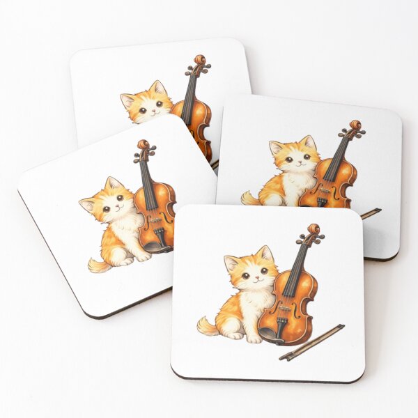 Item preview, Cute Ginger Kitten with Violin Cozy Aesthetic Gift designed and sold by BlairWynne.