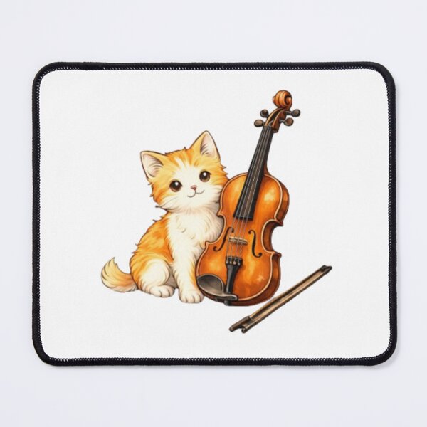 Item preview, Cute Ginger Kitten with Violin Cozy Aesthetic Gift designed and sold by BlairWynne.