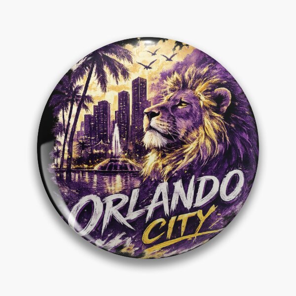 Item preview, Orlando City Soccer Lion Design Florida Football Graphic Shirt Purple Gold Urban Skyline Sports Fan Tee Gift for Soccer Lovers designed and sold by GarnerSupplyCo.