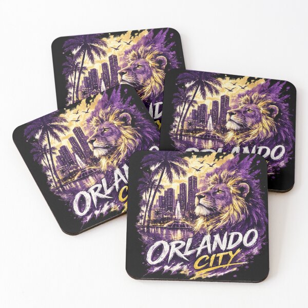Item preview, Orlando City Soccer Lion Design Florida Football Graphic Shirt Purple Gold Urban Skyline Sports Fan Tee Gift for Soccer Lovers designed and sold by GarnerSupplyCo.