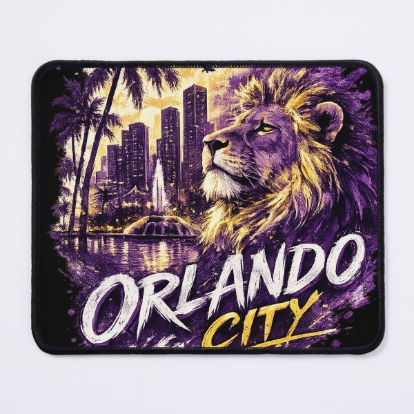 Item preview, Orlando City Soccer Lion Design Florida Football Graphic Shirt Purple Gold Urban Skyline Sports Fan Tee Gift for Soccer Lovers designed and sold by GarnerSupplyCo.