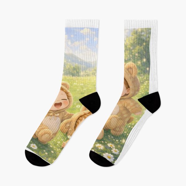 Item preview, Cute Bear Kids Playing in Sunny Meadow Kawaii Nursery Art designed and sold by Teenidesign .