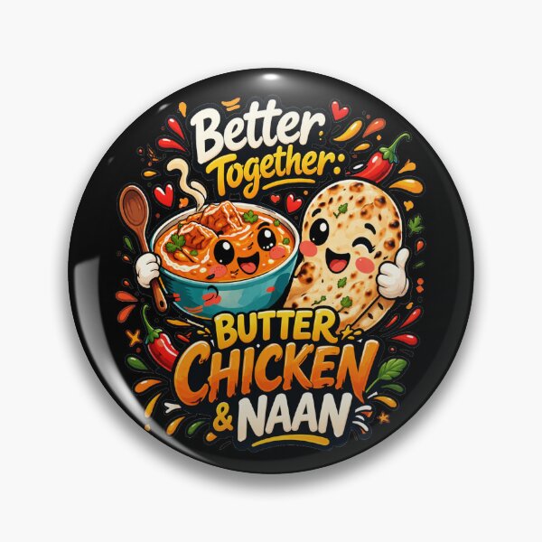 Item preview, Butter Chicken & Naan Better Together – Cute Kawaii Indian Food Couple Design designed and sold by Globalcitytees.