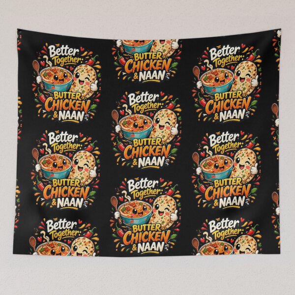 Item preview, Butter Chicken & Naan Better Together – Cute Kawaii Indian Food Couple Design designed and sold by Globalcitytees.