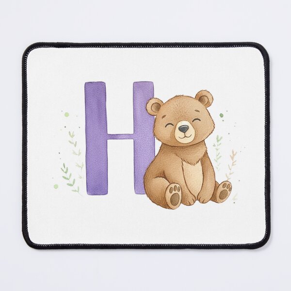 Item preview, Watercolor bear with letter H designed and sold by Motivburg.