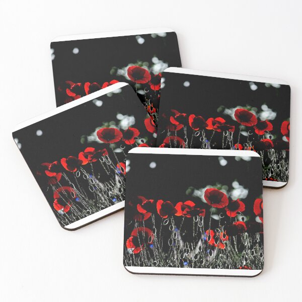 Item preview, Red Poppy Flowers Dramatic Light Dark Background Nature designed and sold by onubi.