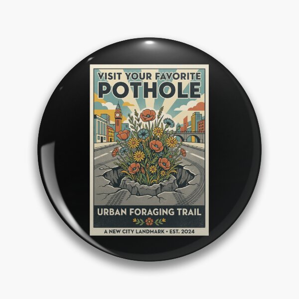 Item preview, Funny Pothole Poster – Urban City Humor Vintage Style Design designed and sold by KAYJAY DESIGNS.