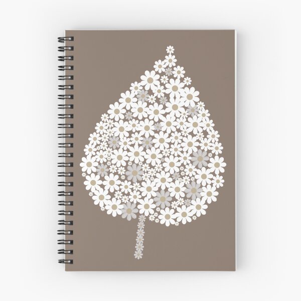 Item preview, Neutral Floral Leaf – White Flowers on Brown Background designed and sold by lunadesignsmoon.