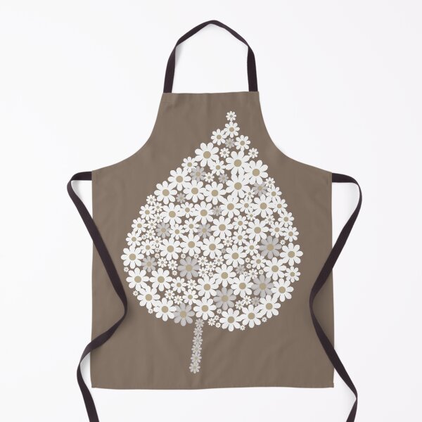 Item preview, Neutral Floral Leaf – White Flowers on Brown Background designed and sold by lunadesignsmoon.