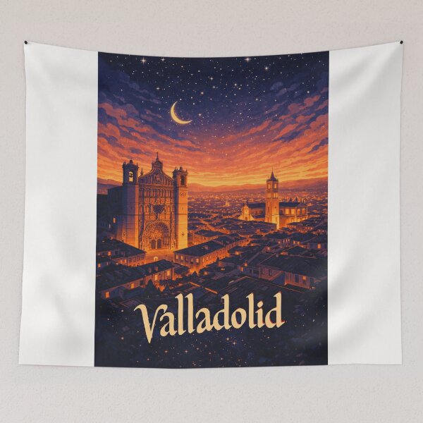 Item preview, Valladolid Spain Historic Cityscape at Night Featuring Catedral de Valladolid and Plaza Mayor designed and sold by Places On Earth.