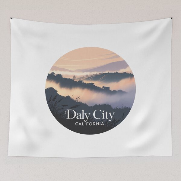 Item preview, Daly City California: Foggy Hills - Pastel Layered Landscape Illustration designed and sold by CircinusStore.