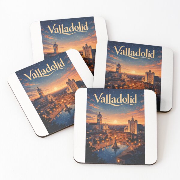 Item preview, Valladolid Spain Evening Skyline with Plaza Mayor and Pisuerga River Landmarks designed and sold by Places On Earth.