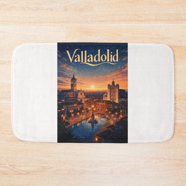 Item preview, Valladolid Spain Evening Skyline with Plaza Mayor and Pisuerga River Landmarks designed and sold by Places On Earth.