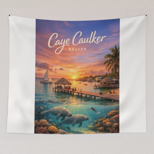 Item preview, Caye Caulker Belize Caribbean Sunset with Belize Barrier Reef and Hol Chan Marine Reserve designed and sold by Places On Earth.