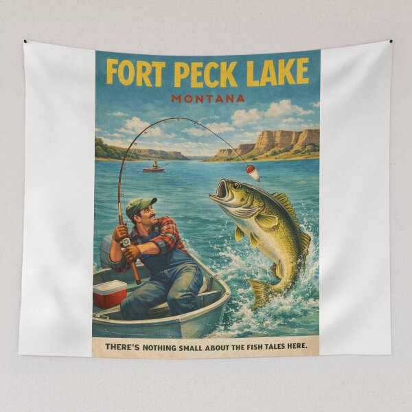Item preview, Fort Peck Lake Montana Missouri River Reservoir Near Glasgow and Fort Peck Dam designed and sold by Places On Earth.
