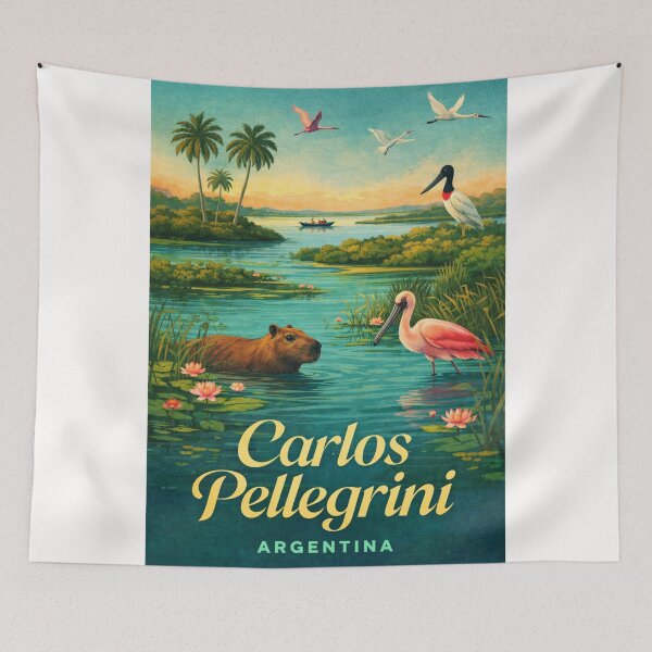 Item preview, Carlos Pellegrini Corrientes Argentina Iberá Wetlands with Laguna Iberá and Esteros del Iberá designed and sold by Places On Earth.