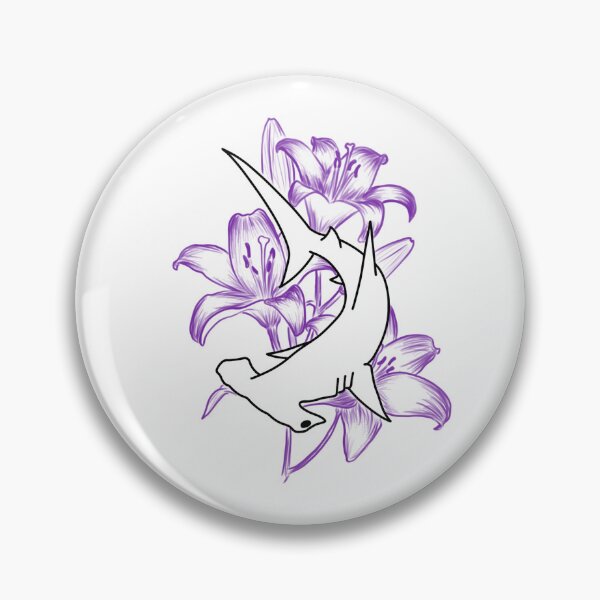 Item preview, Hammerhead shark with lilies designed and sold by CanvasKitty.