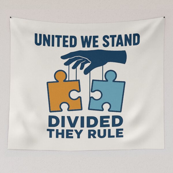 Item preview, United We Stand Divided They Rule – Political Satire Puppet Master Protest Design designed and sold by FunkyVista.
