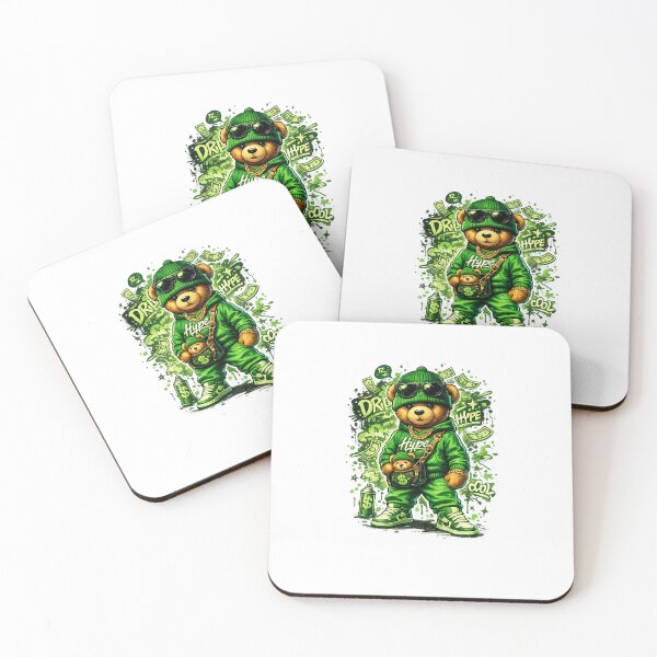Item preview, Money Hype Teddy Bear Streetwear Graphic | Green Urban Bear Cartoon Design designed and sold by VKKMANAGE.